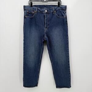 Gap Cheeky Straight High Rise Jeans Womens 16 Dark Wash Button Fly Stretch Blue